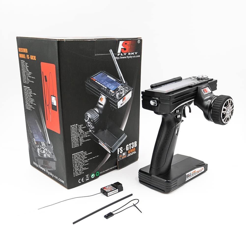 Goolsky Flysky FS-GT3B Transmisor RC 2.4GHz 3 canales control remoto y receptor FS-GR3E para RC coche barco