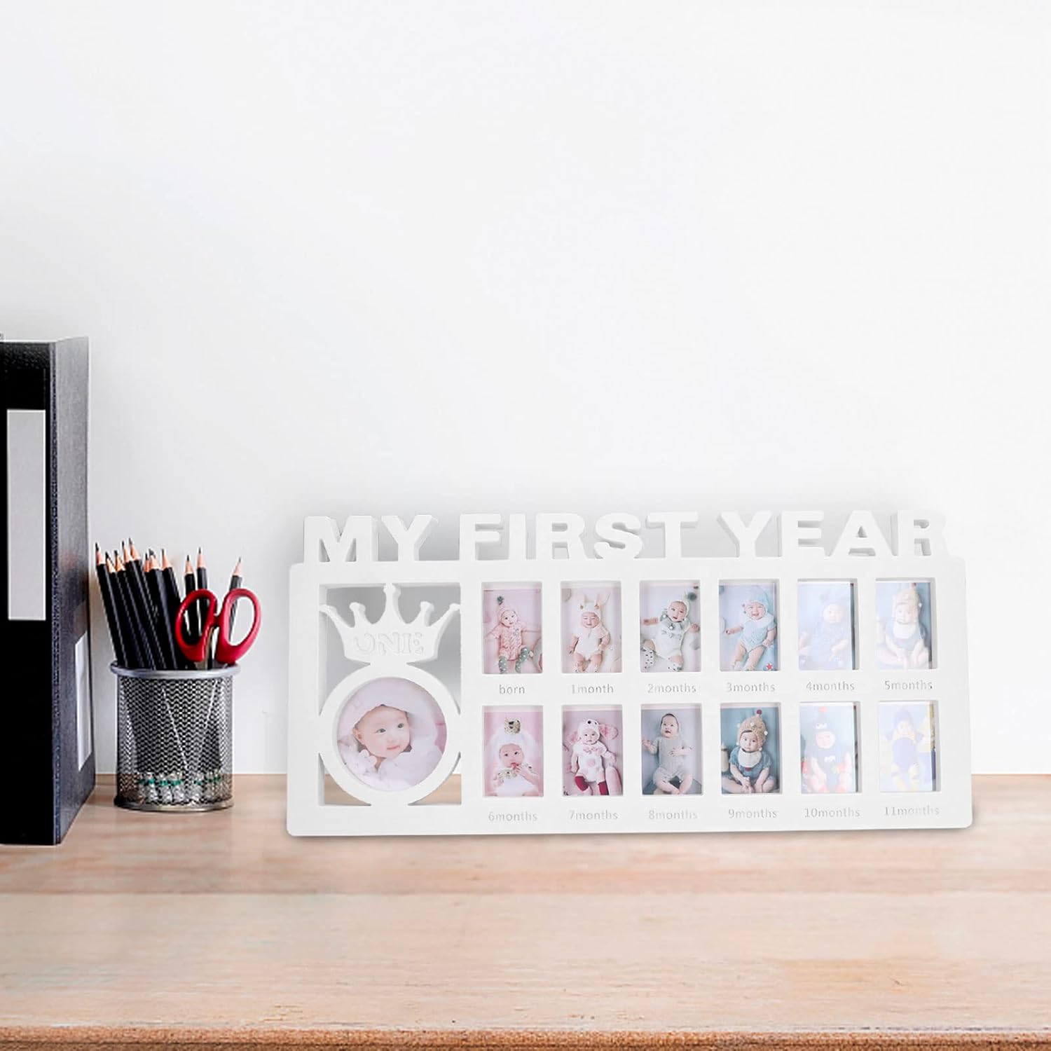 Newborn Photo Frame, Baby’s First Year Growth Picture Frame,12 Month Record Baby’s Monthly Growth Desktop Picture Frame Baby Photo Frame,1st