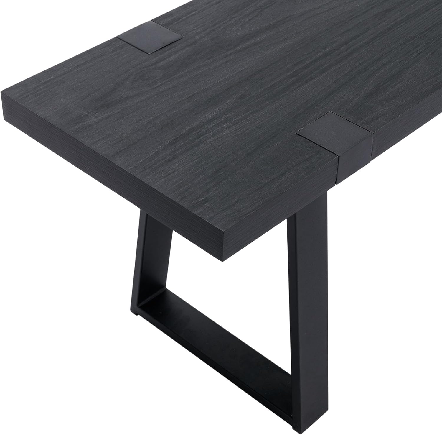 VESCASA Banco de comedor de madera de 60 pulgadas con patas de metal negro para comedor, cocina, color negro