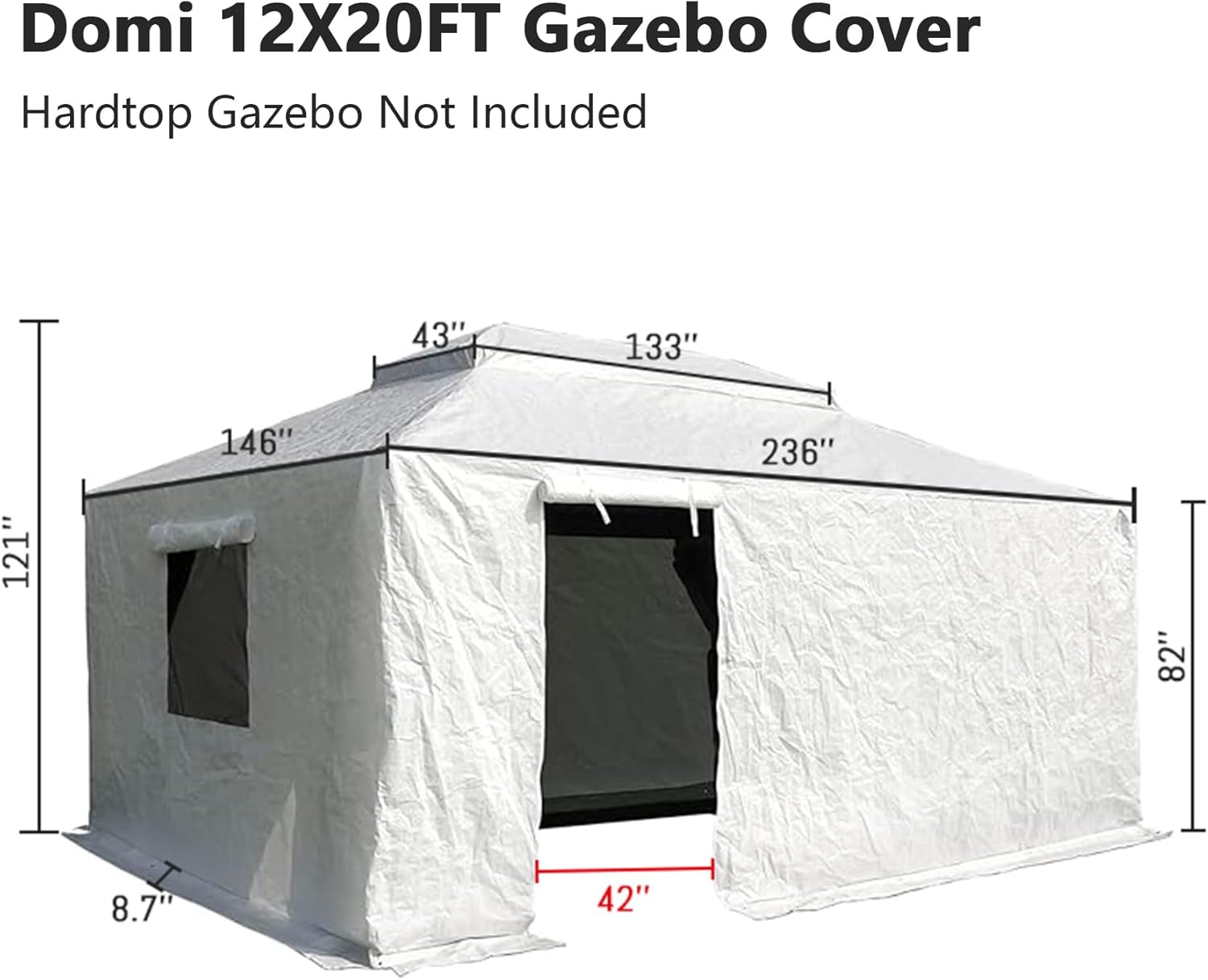 Domi Outdoor Living – Cubierta universal de invierno para cenadores de tapa dura, cubierta cerrada con paredes laterales y ventanas de malla,