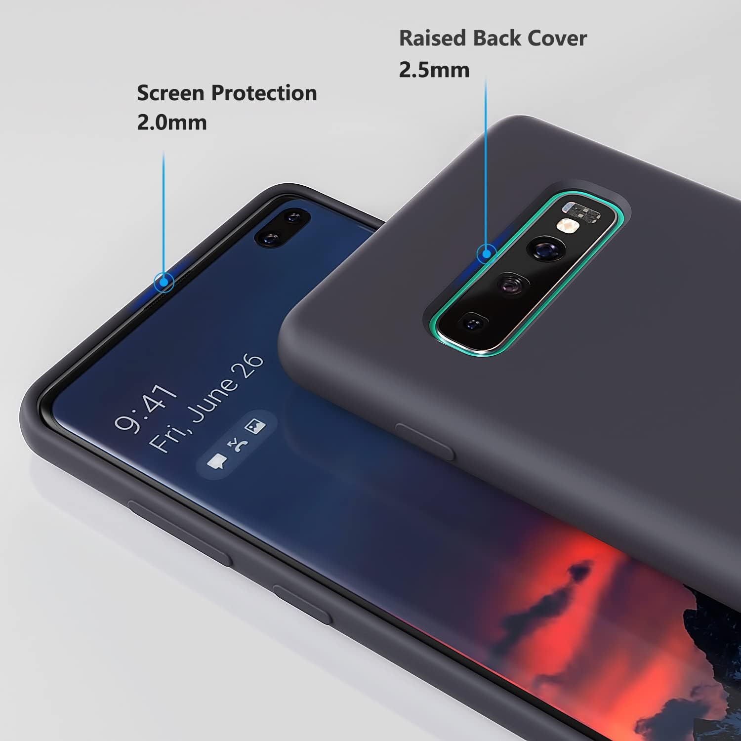 E Segoi Funda Samsung Galaxy S10 Plus de 6.4 pulgadas, S10+ de gel de silicona líquida a prueba de golpes, funda de tela de microfibra suave con
