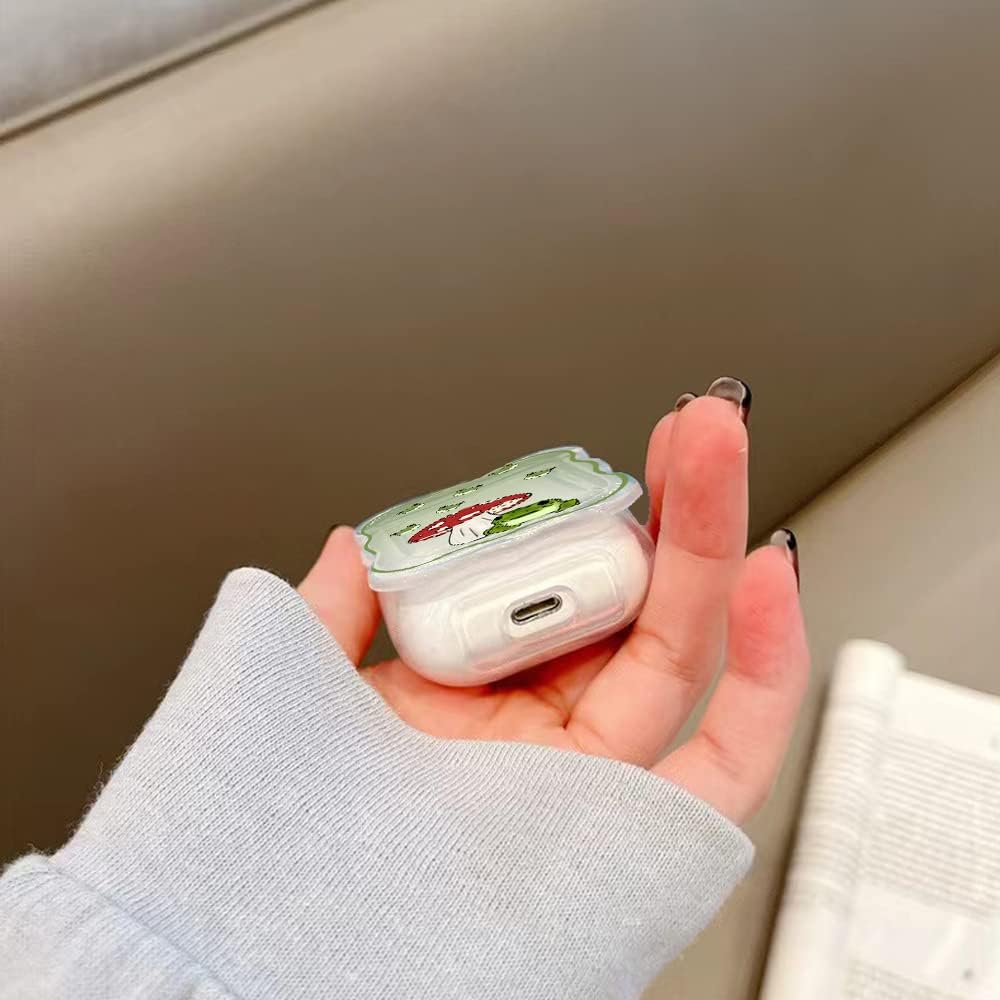 Funda compatible con Airpods Pro de rana, bonita funda con llavero para mujeres y niñas, funda protectora transparente de silicona suave Kawaii de