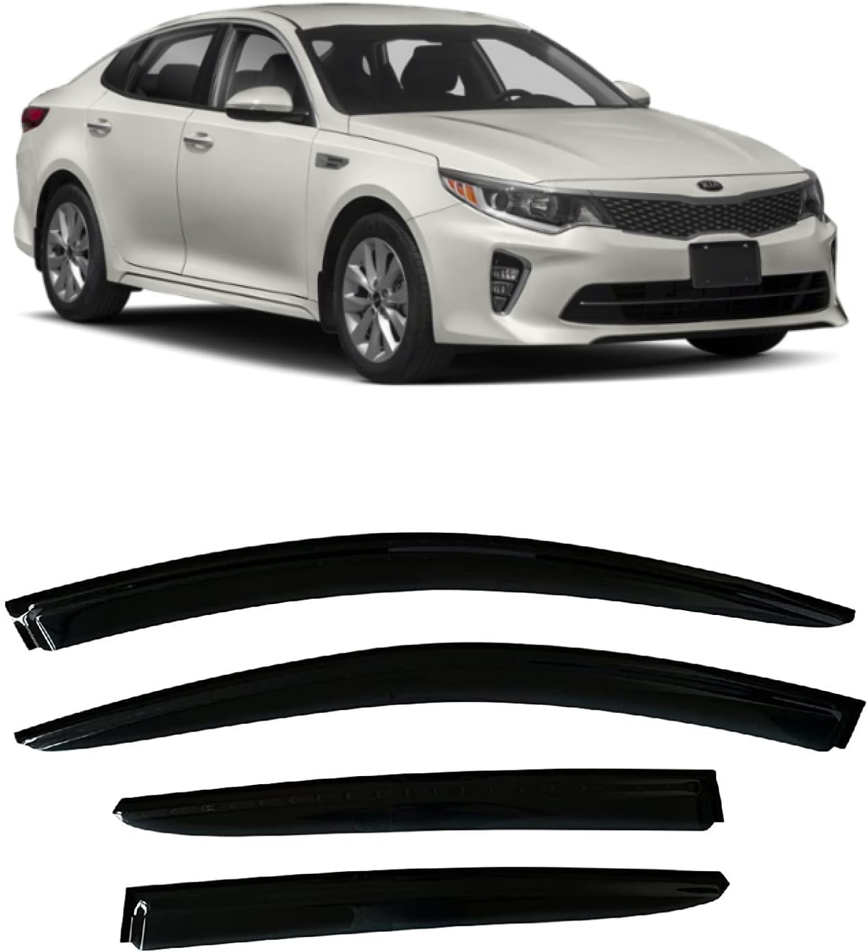 Deflectores de visera de ventana lateral con cinta adhesiva para Kia Optima K5 Lx S Ex Sx Special Premium Smoke Tinted Rain Guard 2017 2018 2019
