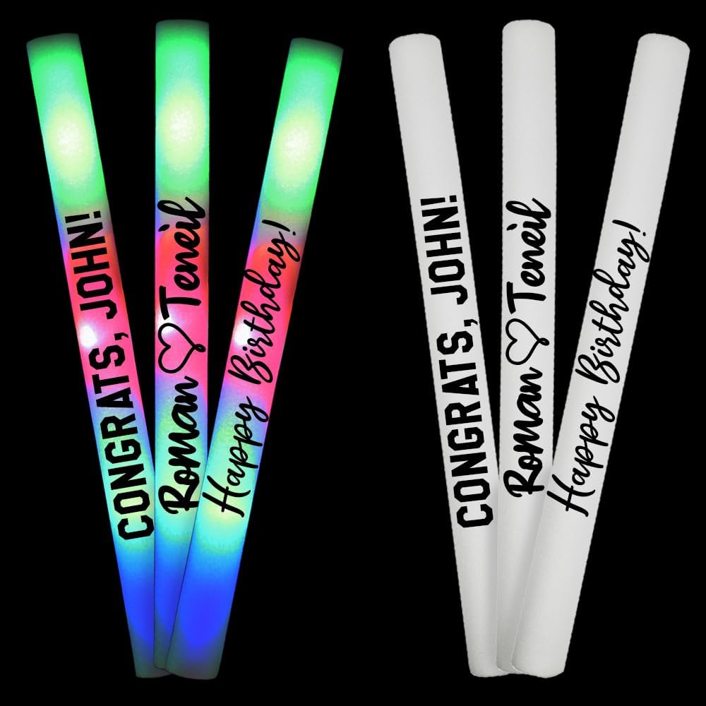 Paquete de 25 palos de luz LED personalizados para fiestas, bodas, cumpleaños, invitados, fiestas, DJ, conciertos, festivales, eventos, promociones,