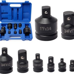 Juego de adaptador y reductor de llaves de impacto de 8 piezas, adaptador de llave de vaso de 14 pulgadas 38 pulgadas 12 pulgadas 34 pulgadas 1 Juego de adaptador y reductor de llaves de impacto de 8 piezas, adaptador de llave de vaso de 14 pulgadas 38 pulgadas 12 pulgadas 34 pulgadas 1