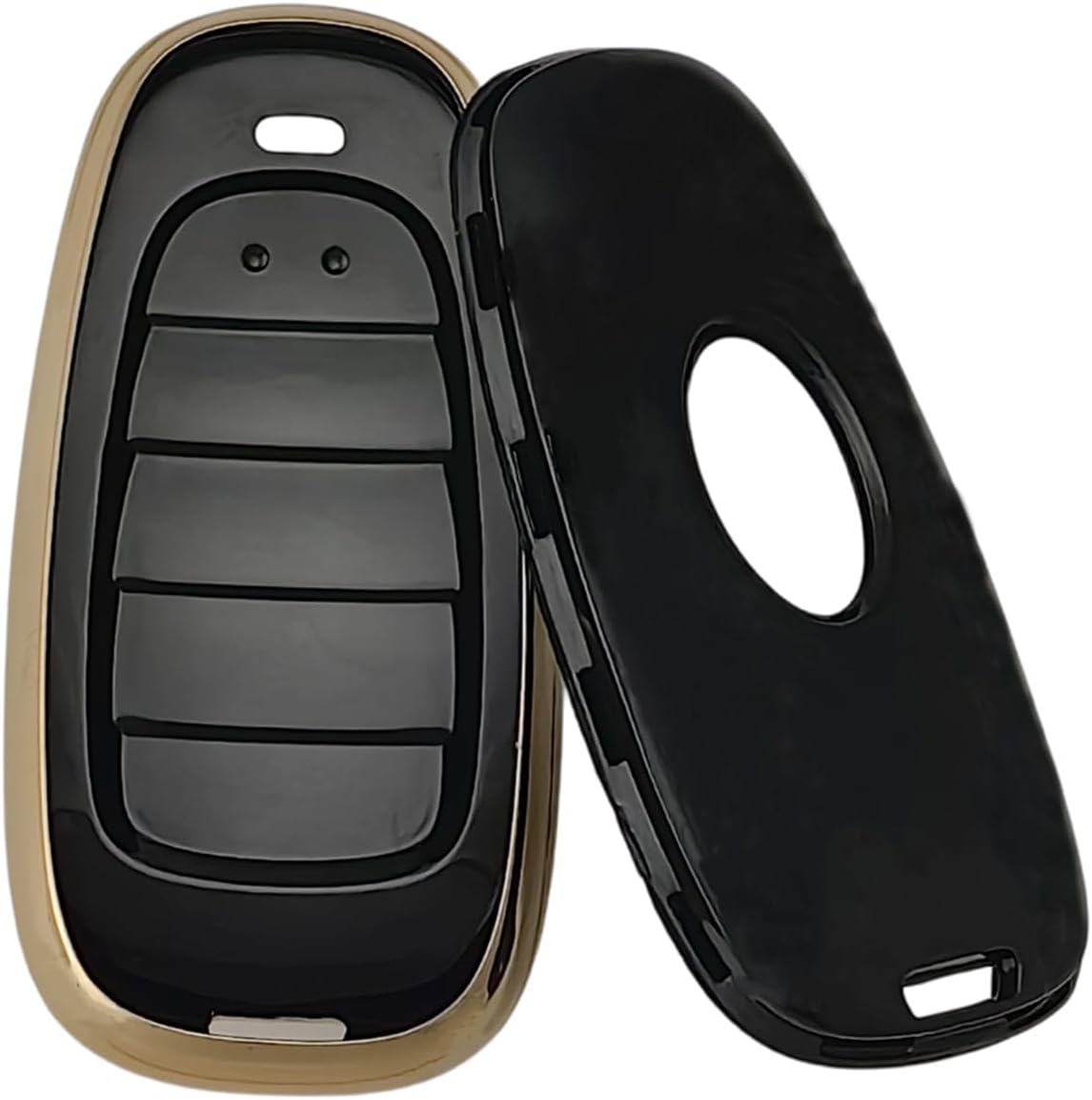 Funda para llavero de TPU compatible con (5 botones) 2019-2023 Hyundai Sonata Sanata Fe Tucson Palisade (negrogris)