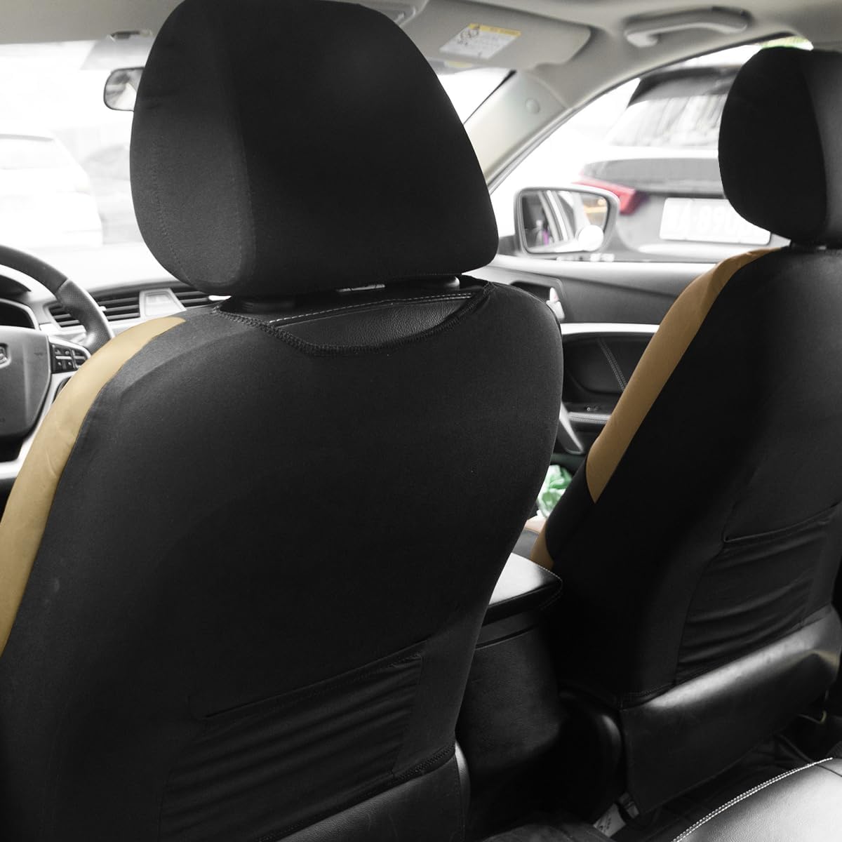 Fundas de asiento delantero de automóvil, 2 protectores de asiento de cubo de poliéster, suaves y transpirables, cojines deportivos de alta calidad,
