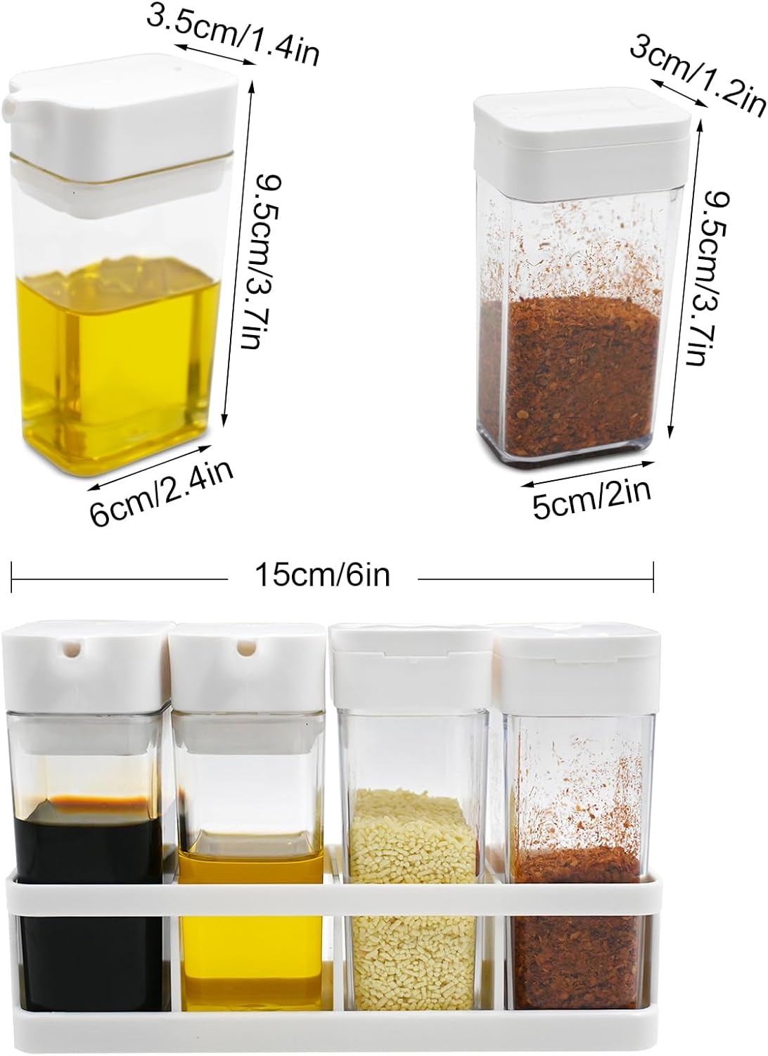 Paquete de 4 mezcladores de especias y dispensador de aceite, coctelero de especias de plástico con tapa, juego de coctelero de especias portátil,