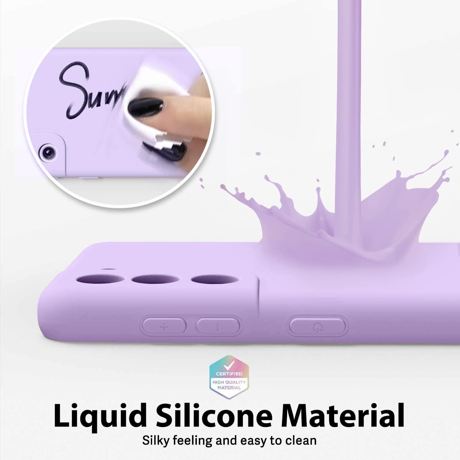 oakxco Funda de silicona líquida para Samsung Galaxy S21 Plus, bonita funda delgada y delgada de goma suave de TPU para mujeres y niñas, protección
