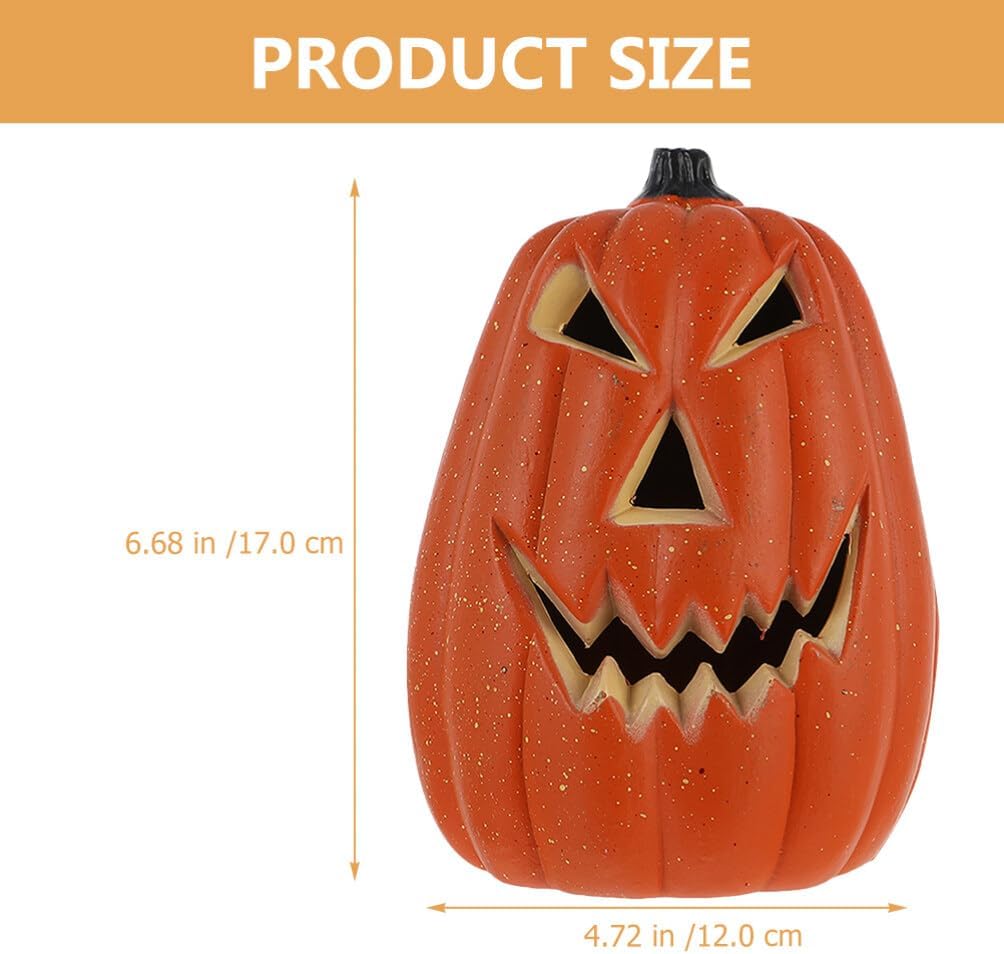 Happyyami Calabazas de plástico con luces espeluznantes, 2 calabazas iluminadas para exteriores e interiores, decoraciones de calabaza de Halloween,