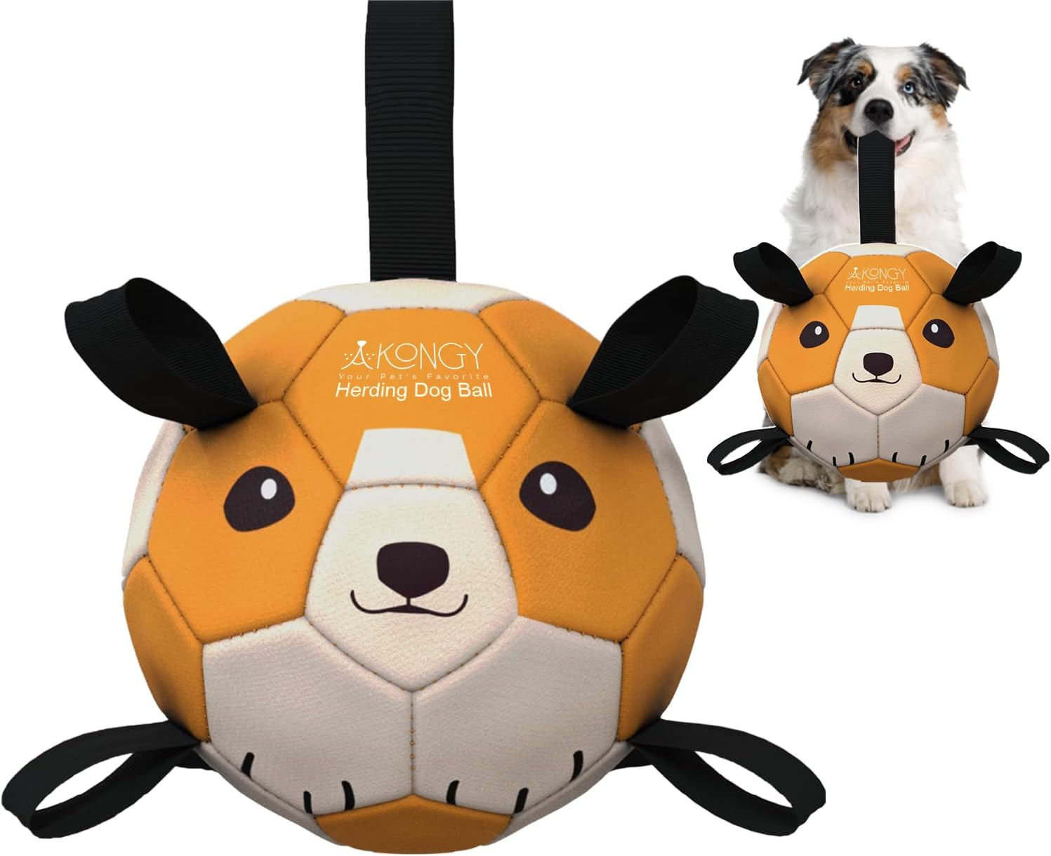 Balón de fútbol grande para perros con pestañas  Pelota de pastoreo de 8 pulgadas para perros  Pelota grande para perros  Pelota de fútbol duradera