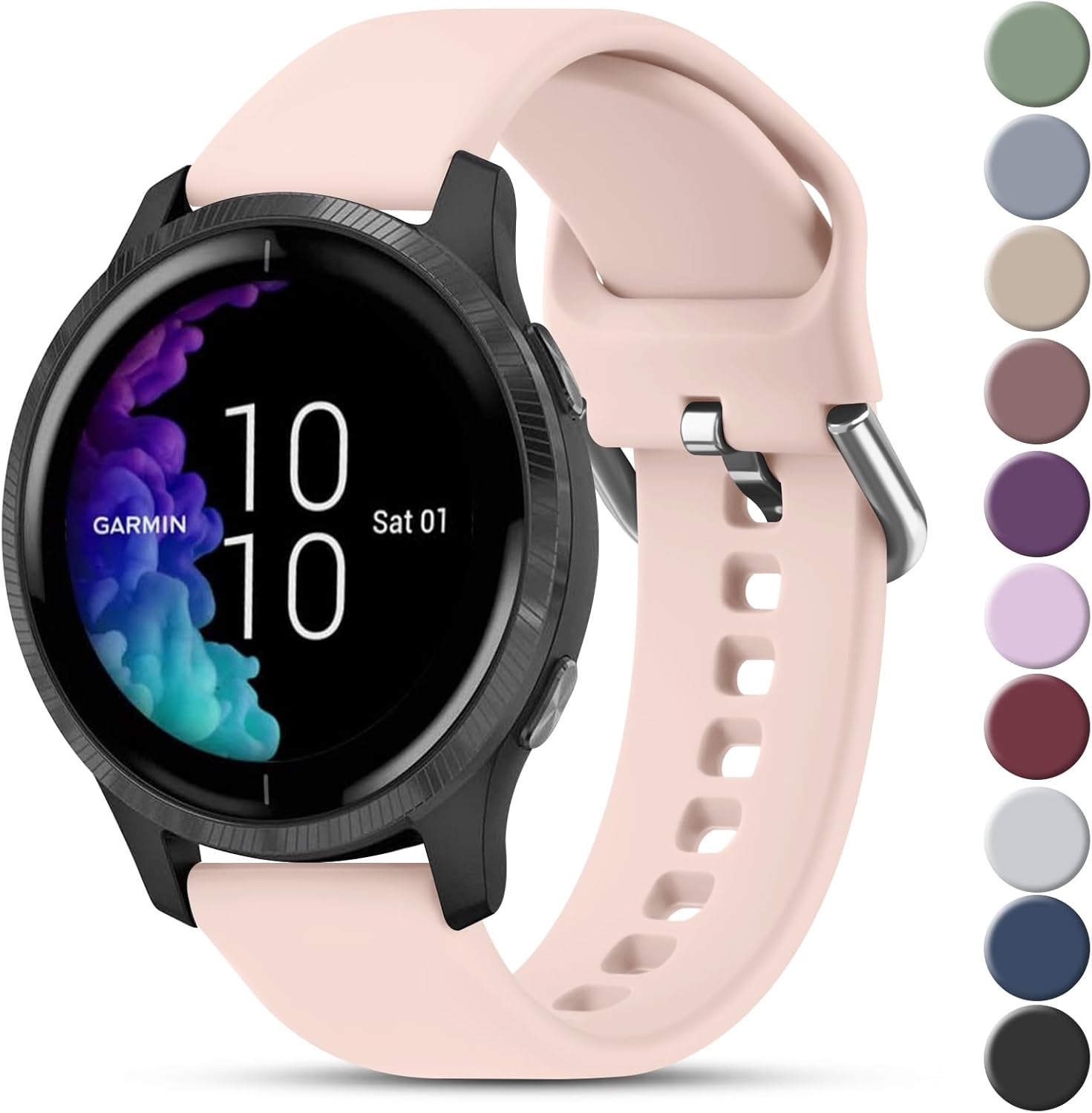 Bandas compatibles con Garmin Venu 2 Plus, Venu Sq, Venu y Vivoactive 3, correa de repuesto deportiva de silicona suave para Garmin Vivomove Sport,
