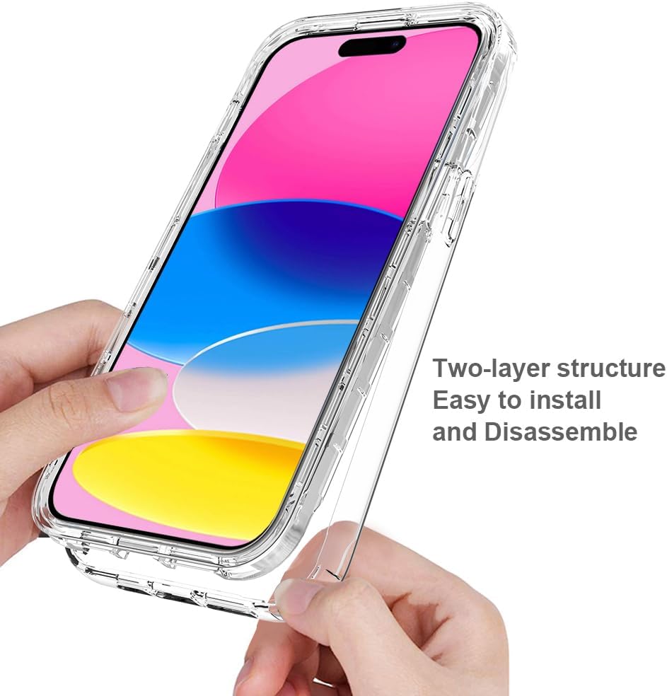 HAII Funda transparente para iPhone 15 Pro Max, delgada, de cristal, a prueba de golpes, funda protectora para iPhone 15 Pro Max de 6.7 pulgadas