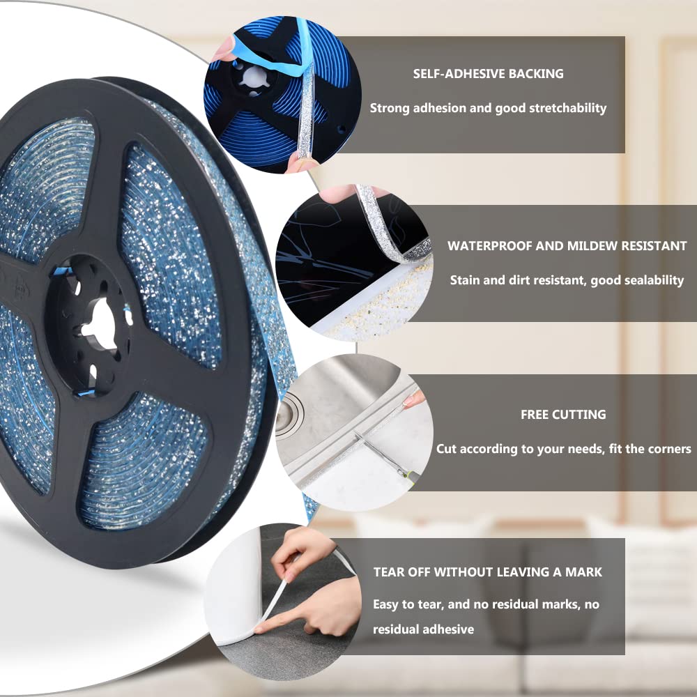 Moldura de techo para despegar y pegar, moldura de pared flexible autoadhesiva, tira selladora de cinta de calafateo impermeable, cinta decorativa