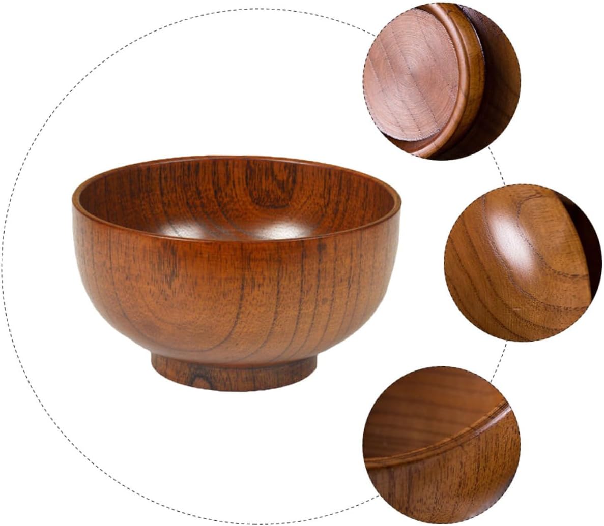 HOMSFOU Tazón de madera Tazón de inmersión Tazón de Cereal Tazones de Inmersión Tazones de Comida Tazón de Ramen Tazón de Sopa Tazón de Bocadillo