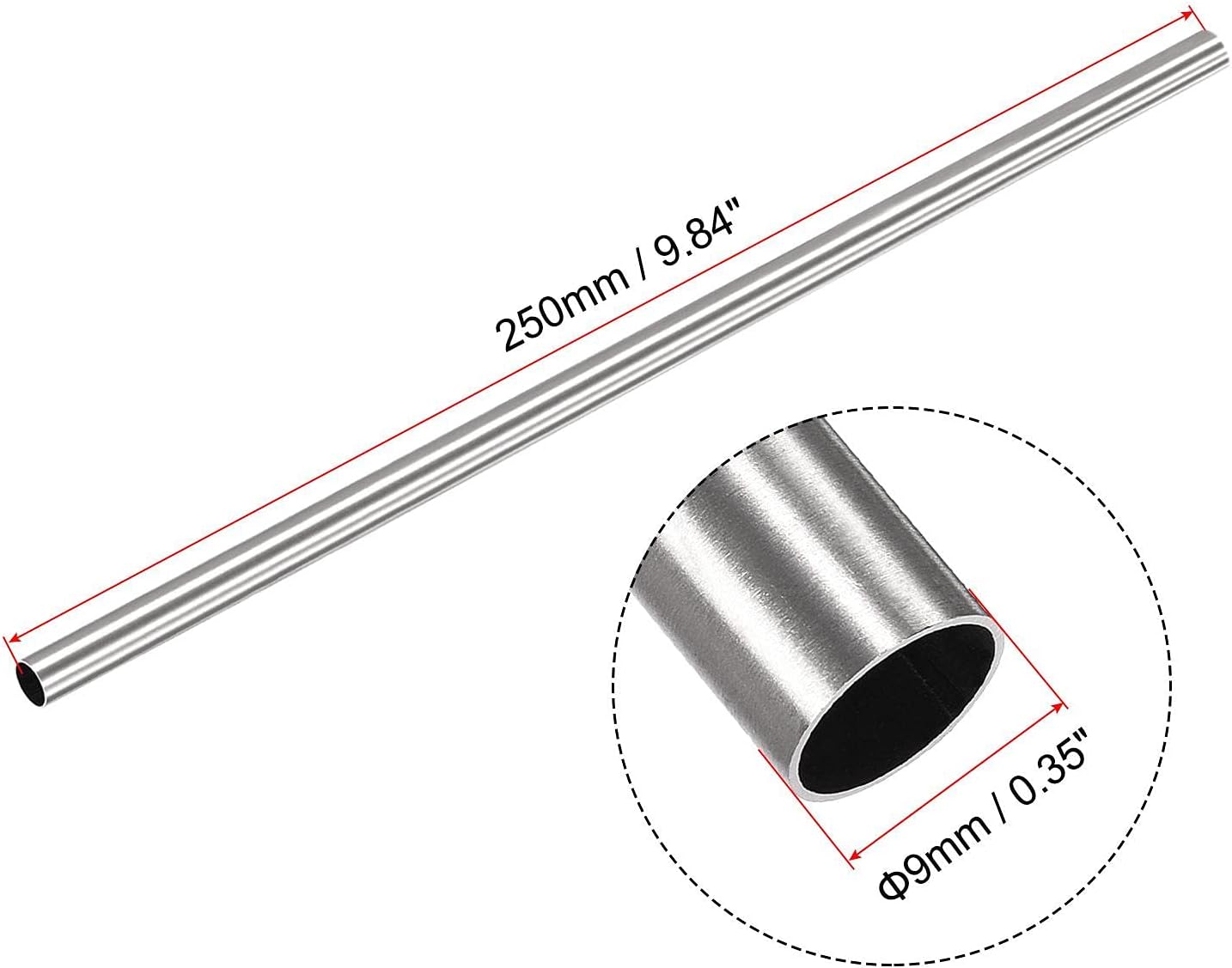 uxcell Longitud redonda del grueso 820.2 ft m de la pared del tubo 29.5 ft m OD 1.6 ft m del acero inoxidable 304