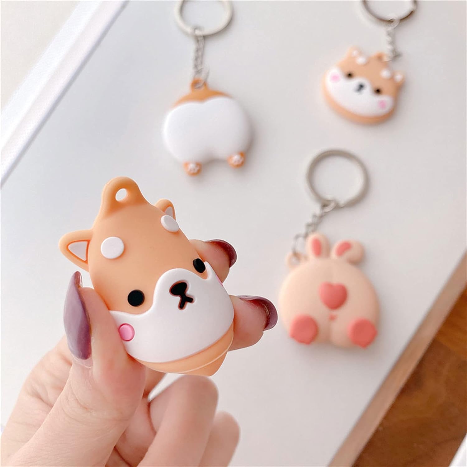 Funda portátil para Air Tag, Kawaii Cute Cartoon Shiba Inu de silicona antiarañazos, funda protectora compatible con Airtags Finder Location Tracker