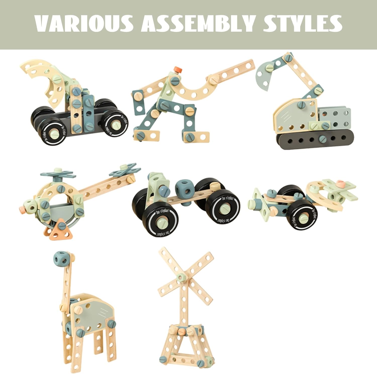WoodenEdu Juego de herramientas para niños, juguetes Montessori de madera para niños y niñas de 3, 4 y 5 años, kits de herramientas de madera para