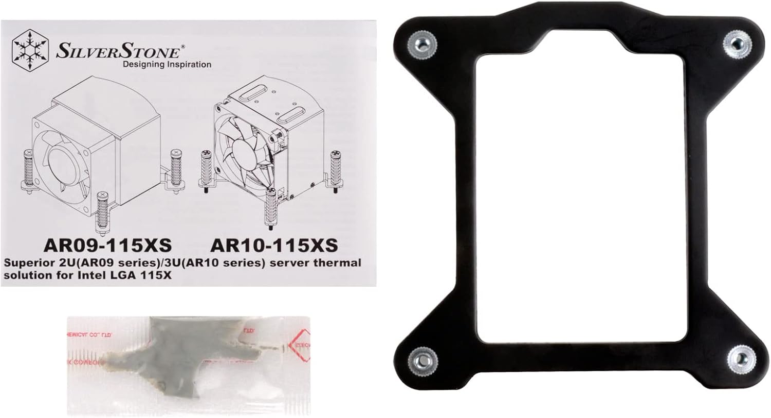 SilverStone Technology AR09-115XS 2U Servidor de montaje en bastidorpequeño factor de forma Intel CPU Cooler con soporte de tornillo, SST-AR09-115XS