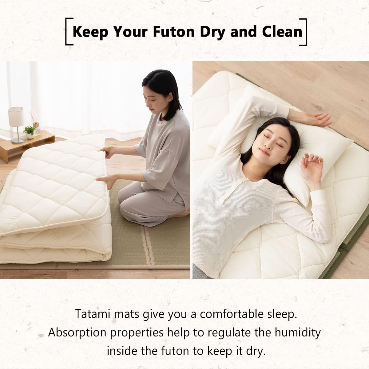 EMOOR Tapete de tatami japonés (colchón Igusa) (individual (39 x 79 pulgadas), beige)