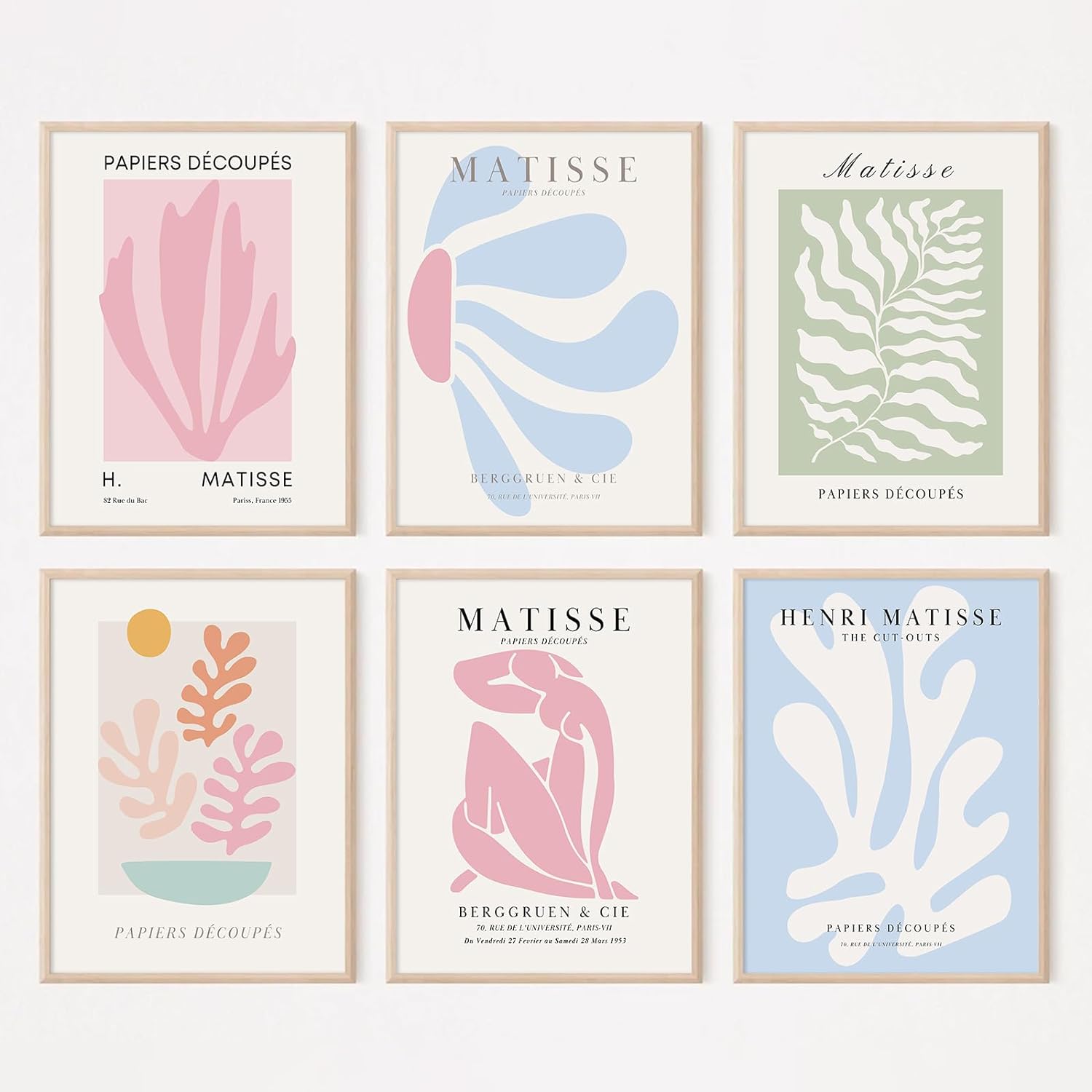 Henri Matisse – Póster de pared de 12 x 16 pulgadas sin marco para decoración de pared, pintura pastel danesa de Henri Matisse, lienzo rosa y azul,