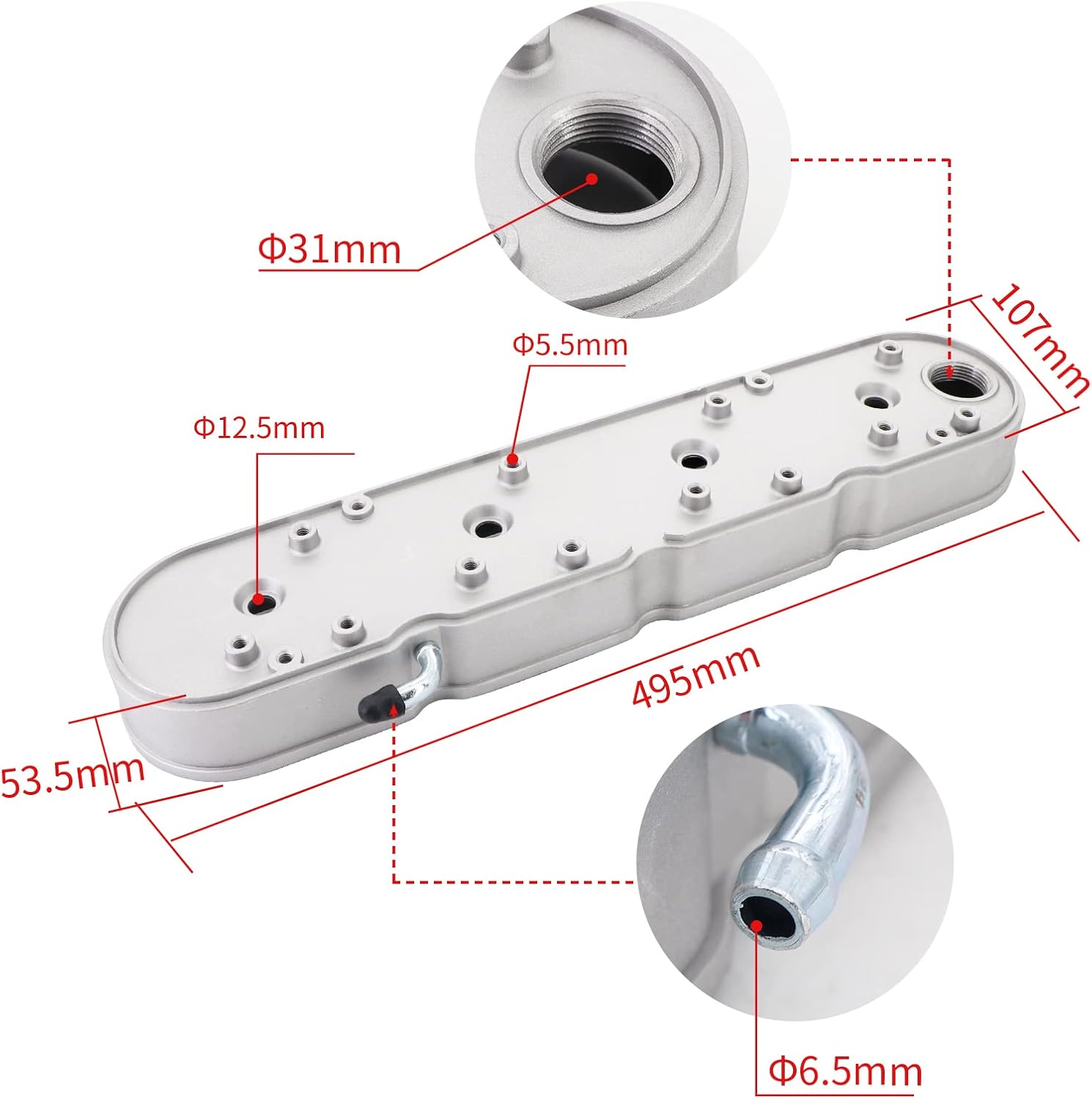 LS – Cubiertas de válvula de aluminio fundido liso con soportes de bobina y cubiertas compatibles con Che-vy Small Block SB V8 293 325 376 427,