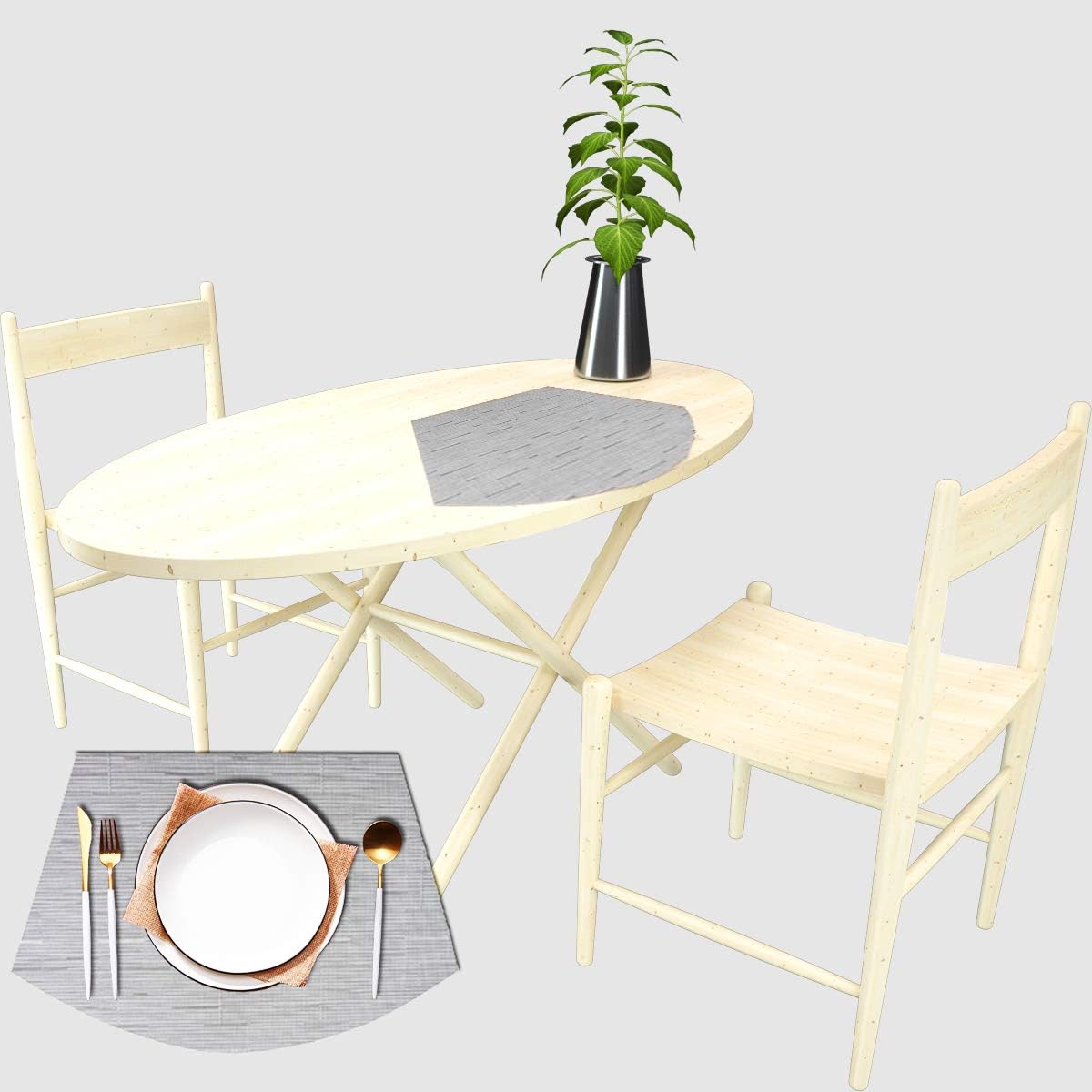 pigchcy Juego de 4 manteles individuales en forma de cuña para mesa de comedor, tejido cruzado, lavables, resistentes al calor, manteles