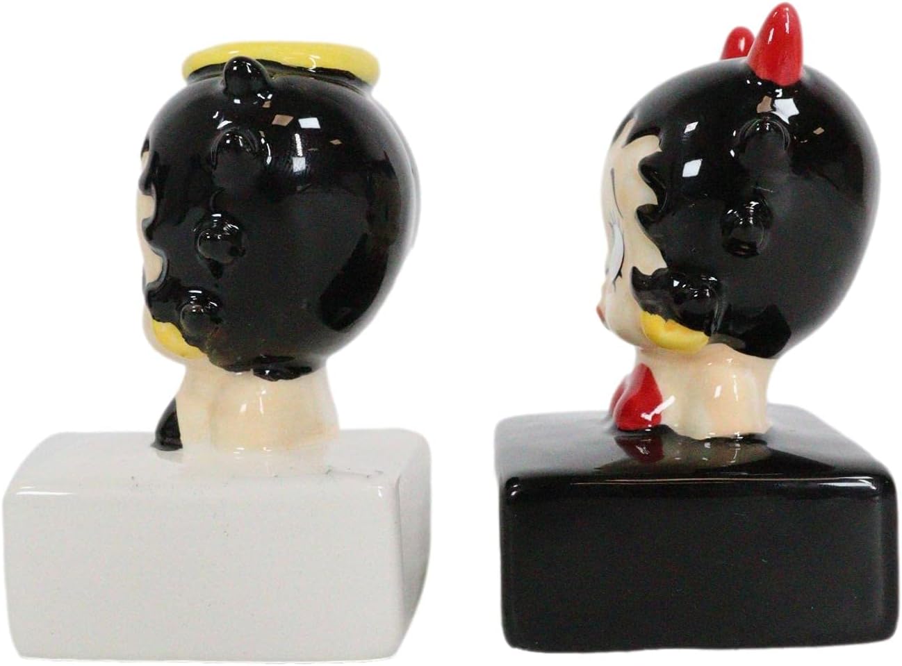 Ebros Gift Novedosa colección de Betty Boop con halo y cuernos de cerámica cómica de sal y pimentero, juego de figuras coleccionables americanas