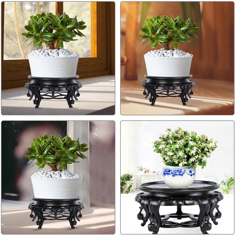 GANAZONO Taburete de madera para plantas, soporte de exhibición chino, soporte retro para maceta, estante decorativo para jardinera, estante para