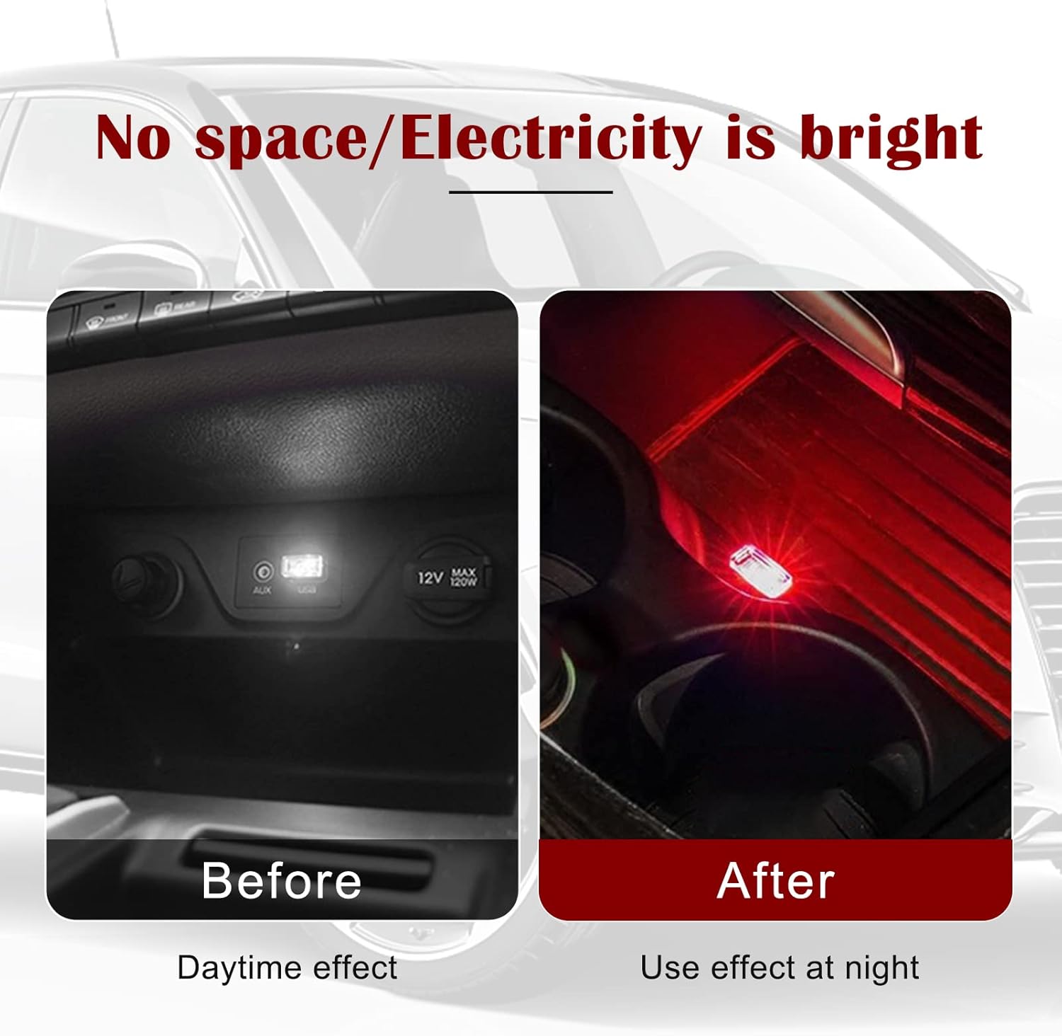 4 luces LED USB para atmósfera, kit de iluminación ambiental interior mini USB, decoración universal de luces LED para interiores (rojo)