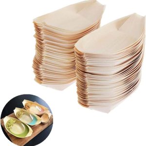 100 cubiertos de madera para sushi, barcos de madera, platos para sushi, recipiente de comida para barco de sushi, cuenco de madera adecuado para 100 cubiertos de madera para sushi, barcos de madera, platos para sushi, recipiente de comida para barco de sushi, cuenco de madera adecuado para
