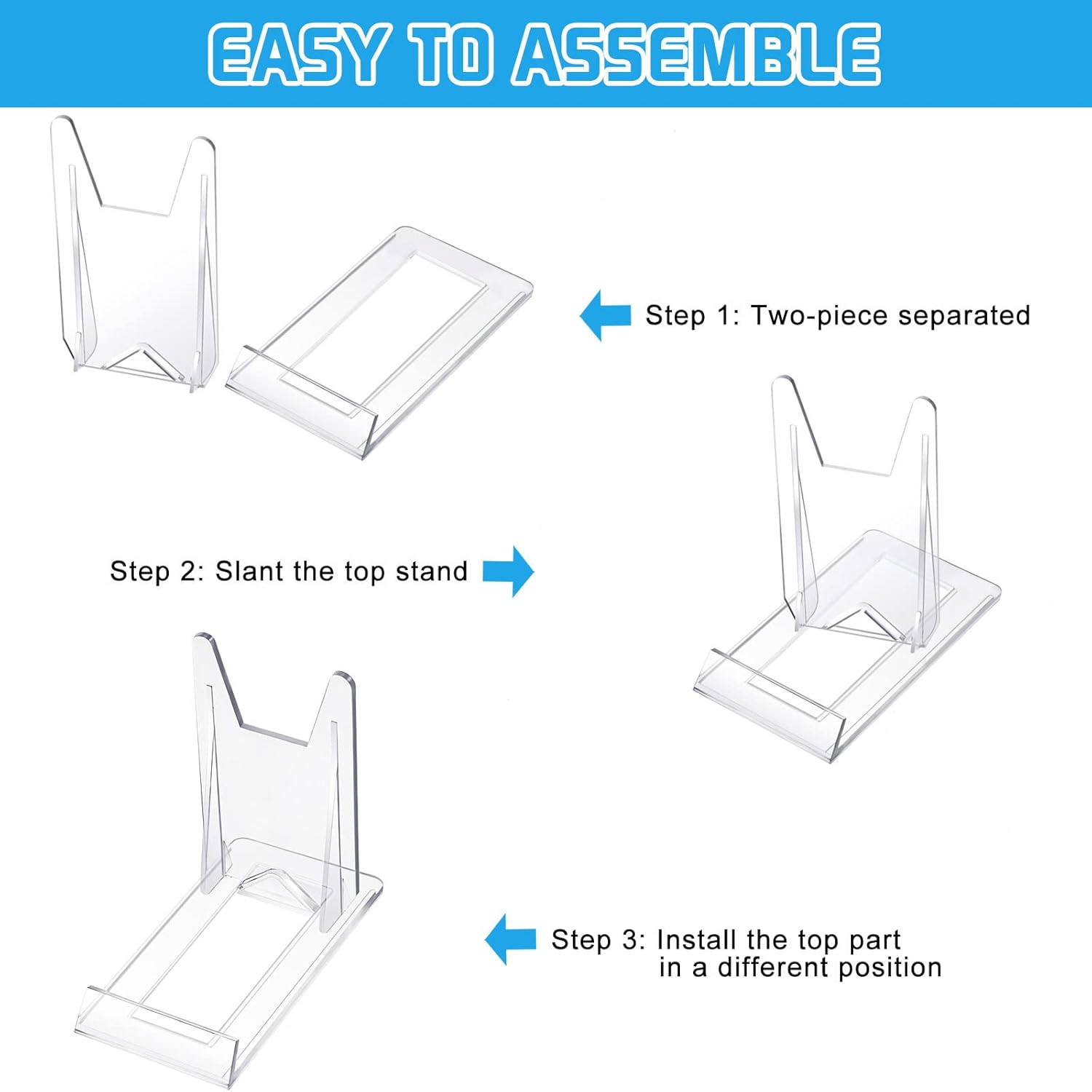 Tuanse Paquete de 40 soportes de acrílico para placa transparente, caballete ajustable, mini soporte para exhibir platos, libros, marcos de fotos,