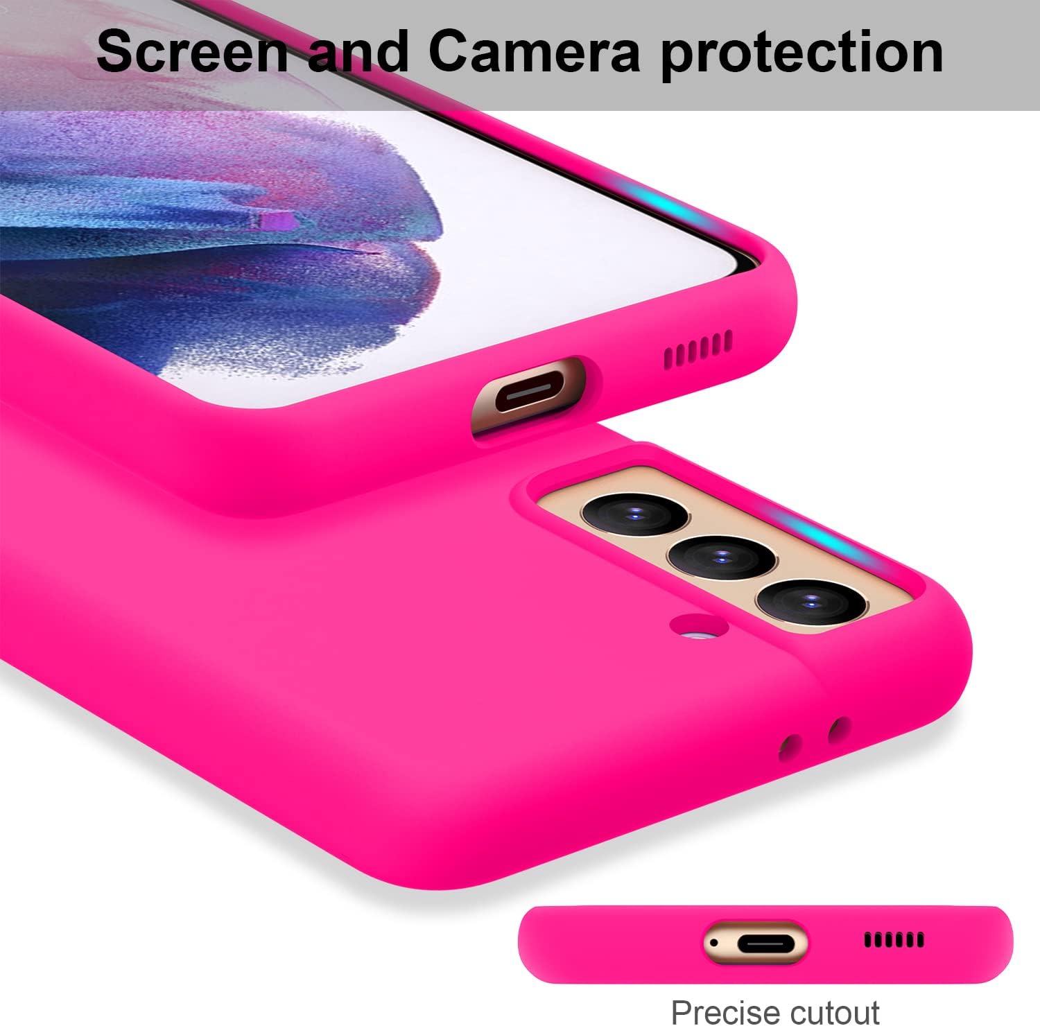 DEENAKIN Funda de silicona para Samsung Galaxy S21, suave y sedosa, flexible, de goma, delgada, protectora con forro de microfibra suave, color rosa