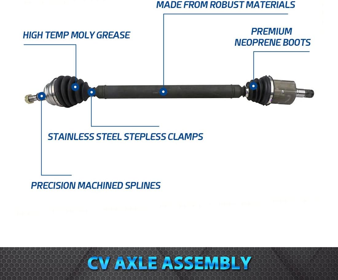 Par 2 Eje CV Delantero Medio Eje Conjunto Para 2007-2011 VW Volkswagen Beetle – wTransmisión Automática