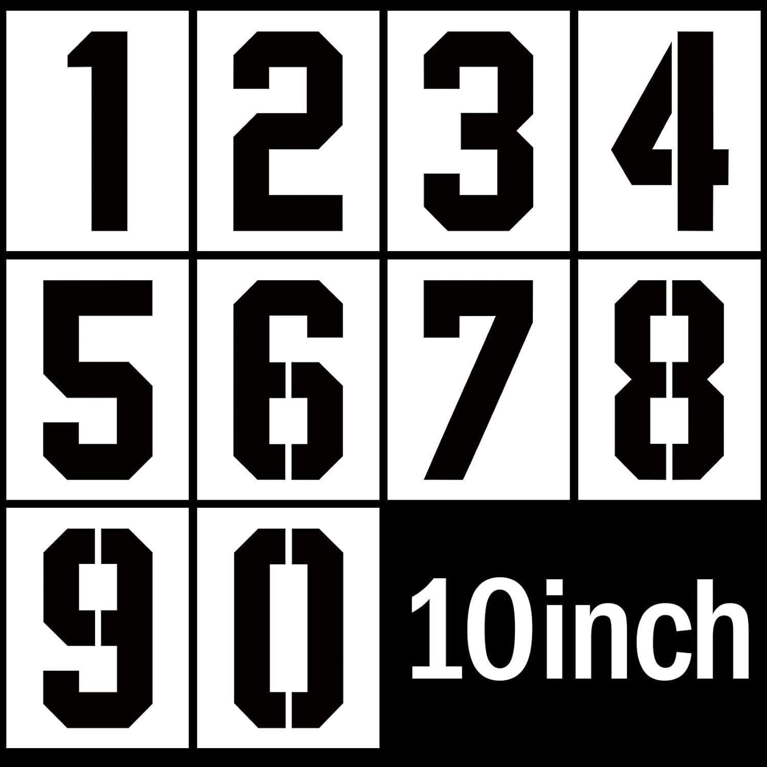 Plantillas de números de 10 pulgadas, plantillas de números reutilizables, juego de plantillas de números de plástico 0-9 para plantillas de pastel,