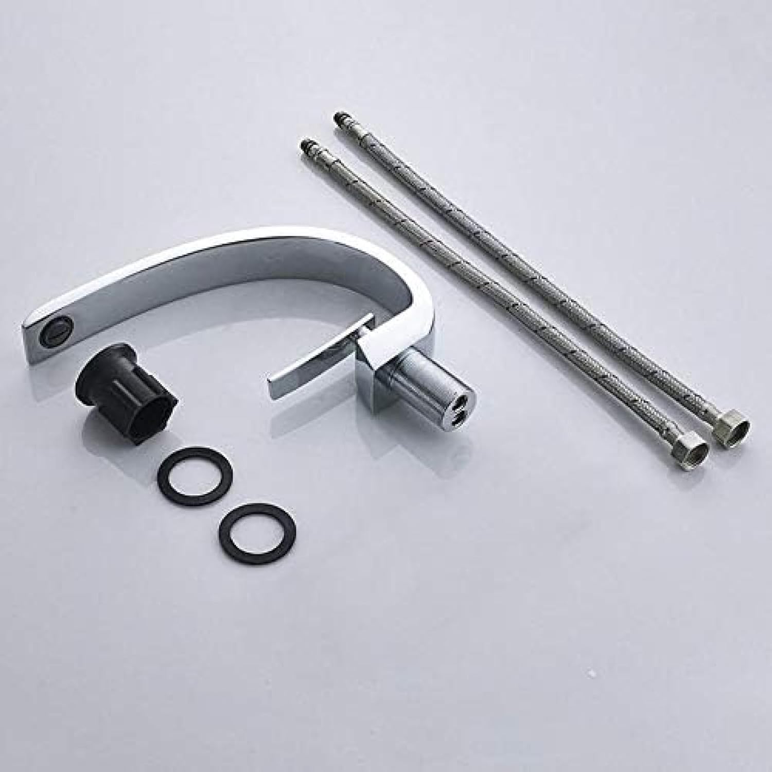 Grifos de lavabo Grifo mezclador de baño Grifo de lavabo de latón cromado pulido de una sola manija de un solo orificio grifo de la grúa del