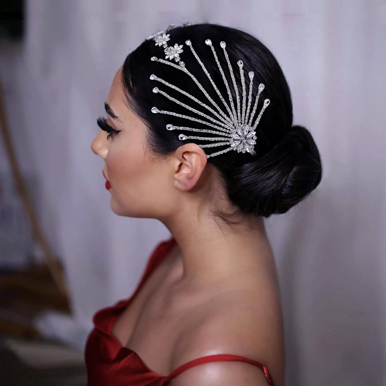 Diadema de boda con hojas de diamantes de imitación para novias, tocados plateados hechos a mano para bodas, bailes, fiestas de cumpleaños,