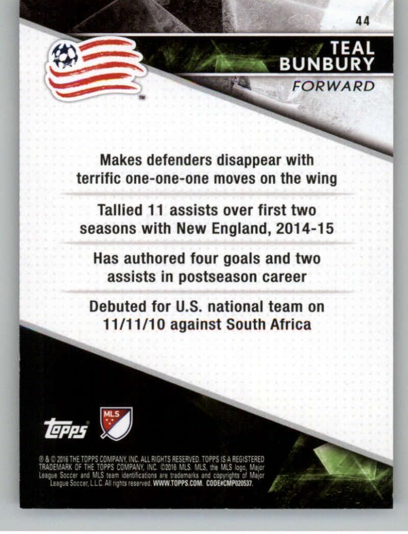 2016 Topps Apex Red #44 Teal Bunbury 025 New England Revolution Official Major League Soccer Card in Raw (NM or Better) Condition’