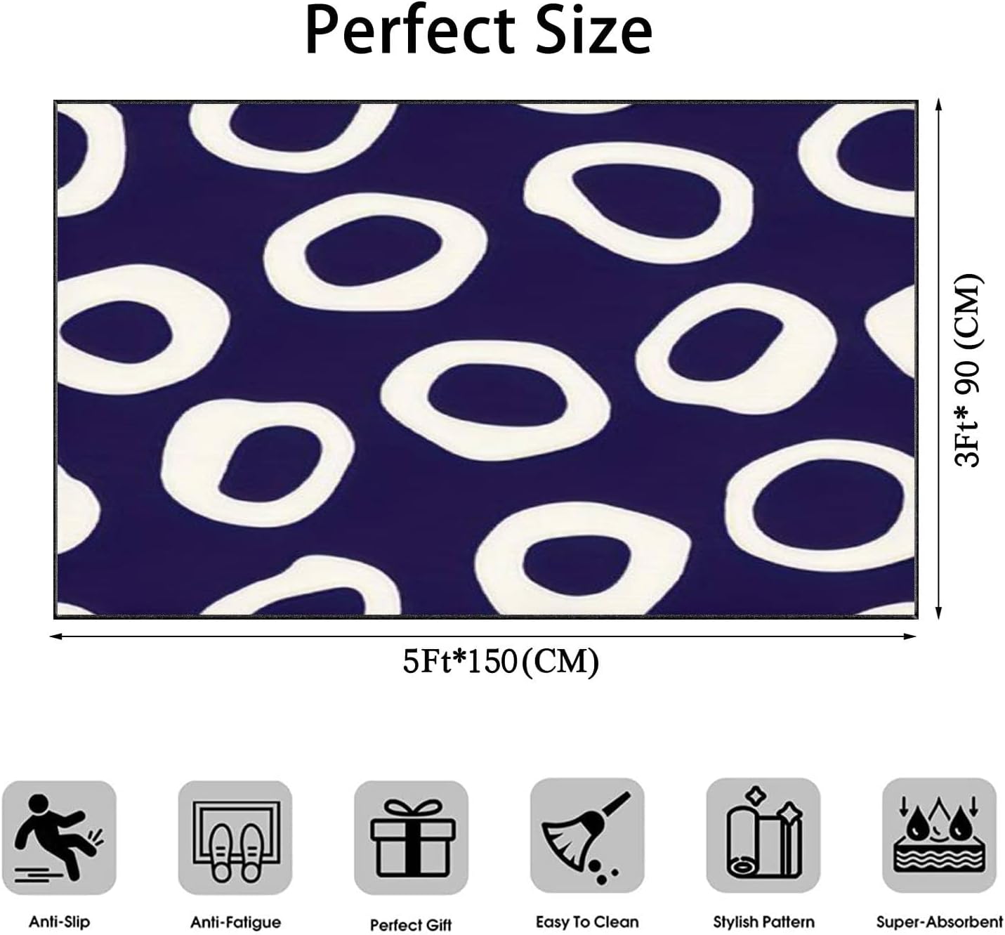 Retro Irregular Shaped Circles Seamless Modern Mid Century Abstract Area Rug Outdoor Patio Rug Play Mat Modern Floor Carpet Non-Slip Home Decor
