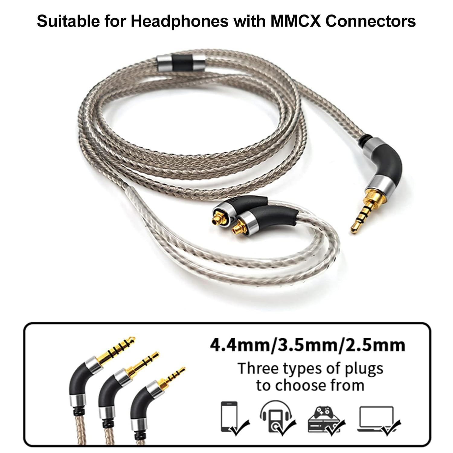 OKCSC Cable de auriculares MMCX chapado en plata de cobre monocristalino de alta pureza para audio final E4000E5000B1B2B3A8000Make1Make2Make3 cable
