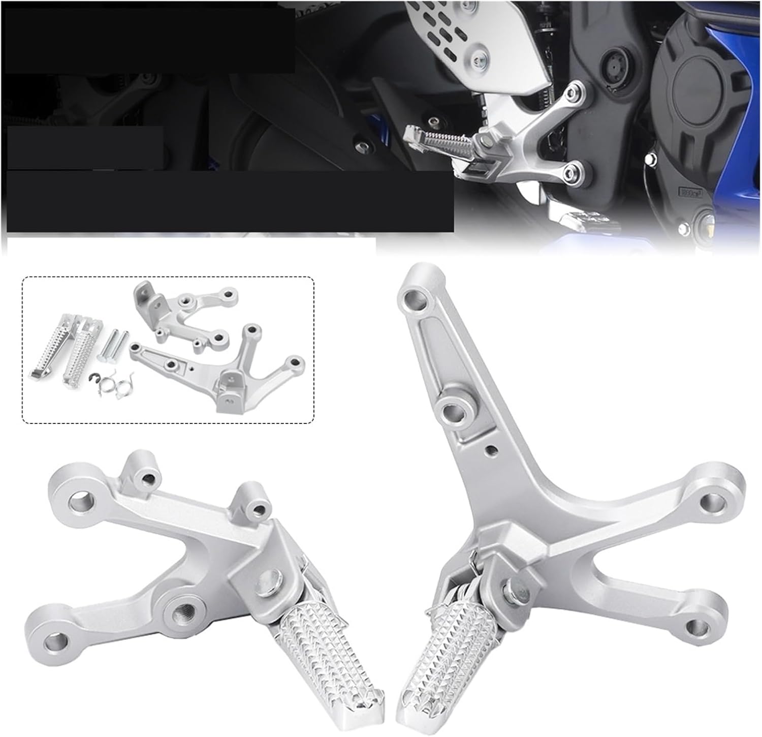 Reposapiés delantero 2022 compatible con YZF R25 R3 MT25 MT03 2014-2023 motocicleta izquierda derecha soporte YZFR25 YZFR3 (Talla izquierda y
