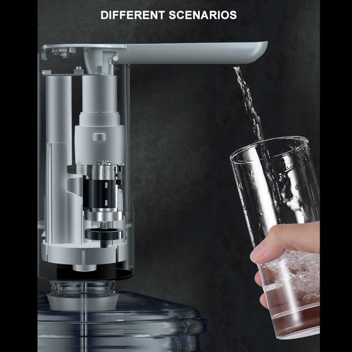 Dispensador de agua para botella de 5 galones, bomba de agua portátil universal automática y plegable, bomba de agua potable eléctrica de 1200 mAh,