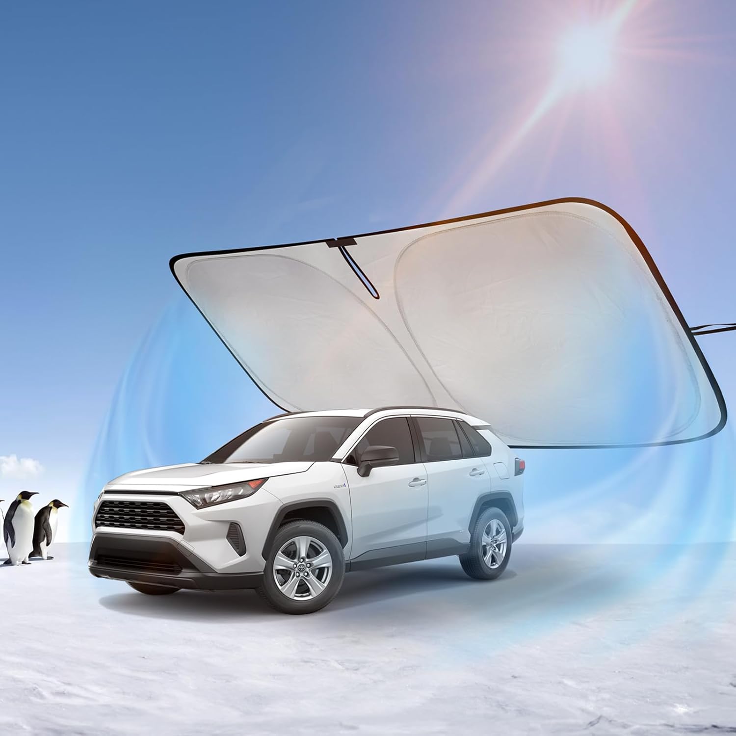 Parasoles plegables para Toyota RAV4 (2019-2024) Cubierta de ventana delantera para mantener el automóvil fresco del sol. Protección interior de SUV