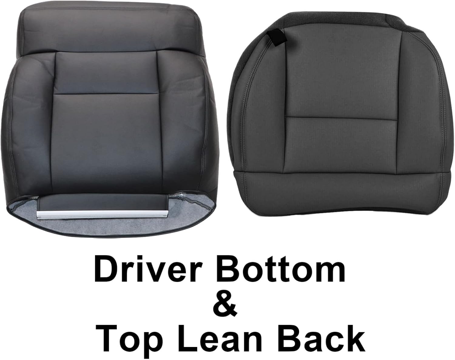 Cubierta de repuesto de cuero negro para parte inferior del lado del conductor y parte superior inclinada trasera compatible con Ford F150 Lariat