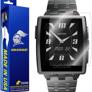 Armor Suit Pebble Steel – Protector de pantalla para reloj inteligente (2 unidades), cobertura completa, protector de pantalla MilitaryShield para Armor Suit Pebble Steel – Protector de pantalla para reloj inteligente (2 unidades), cobertura completa, protector de pantalla MilitaryShield para