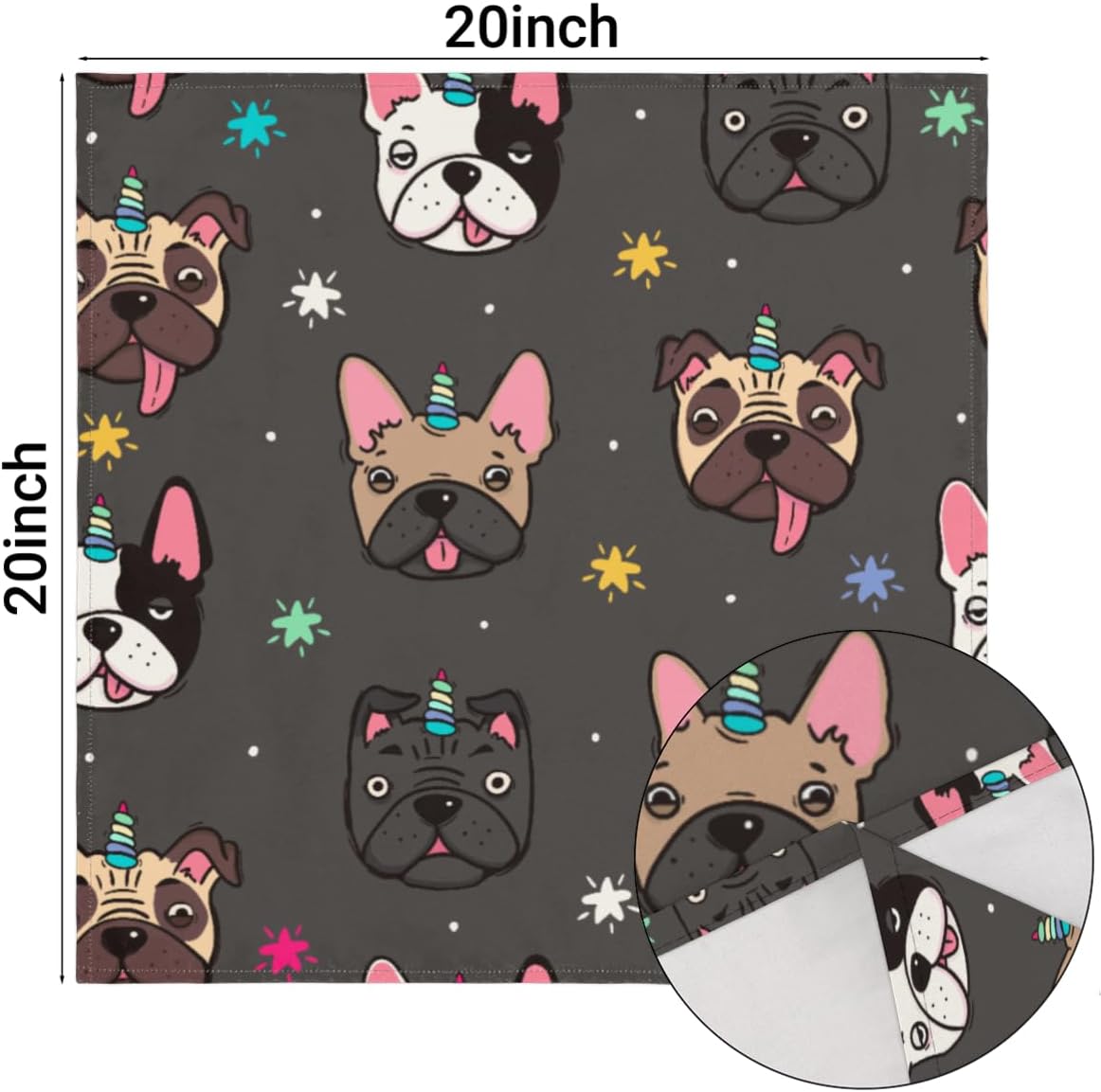 Cloth Napkins Set of 4 Cute Dog 20×20 Inch Cloth Napkins Colorful Dog Washable Reusable Kitchen Dinner Napkins Table Decor for Wedding, Holiday