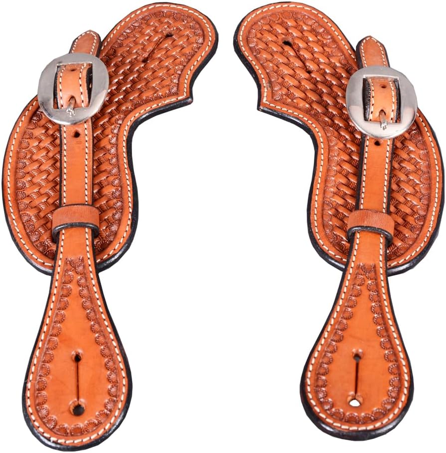 Correas de cuero para adultos  Correas de espolón occidentales para mujer para montar a caballo, carreras de barril, espectáculo y rodeo  Correa de