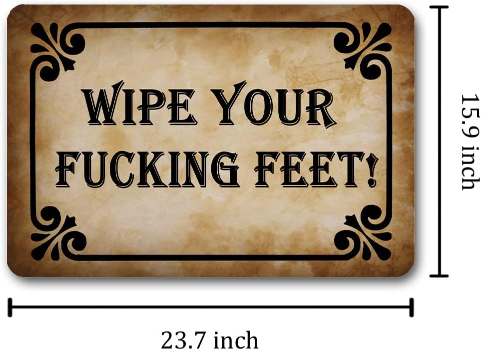Funny Entry Rugs for Inside House Wipe Your Fucking Feet Bare Feet Sign Welcome Front Door Sign Personalized Monogram Kitchen Rugs and Mats with