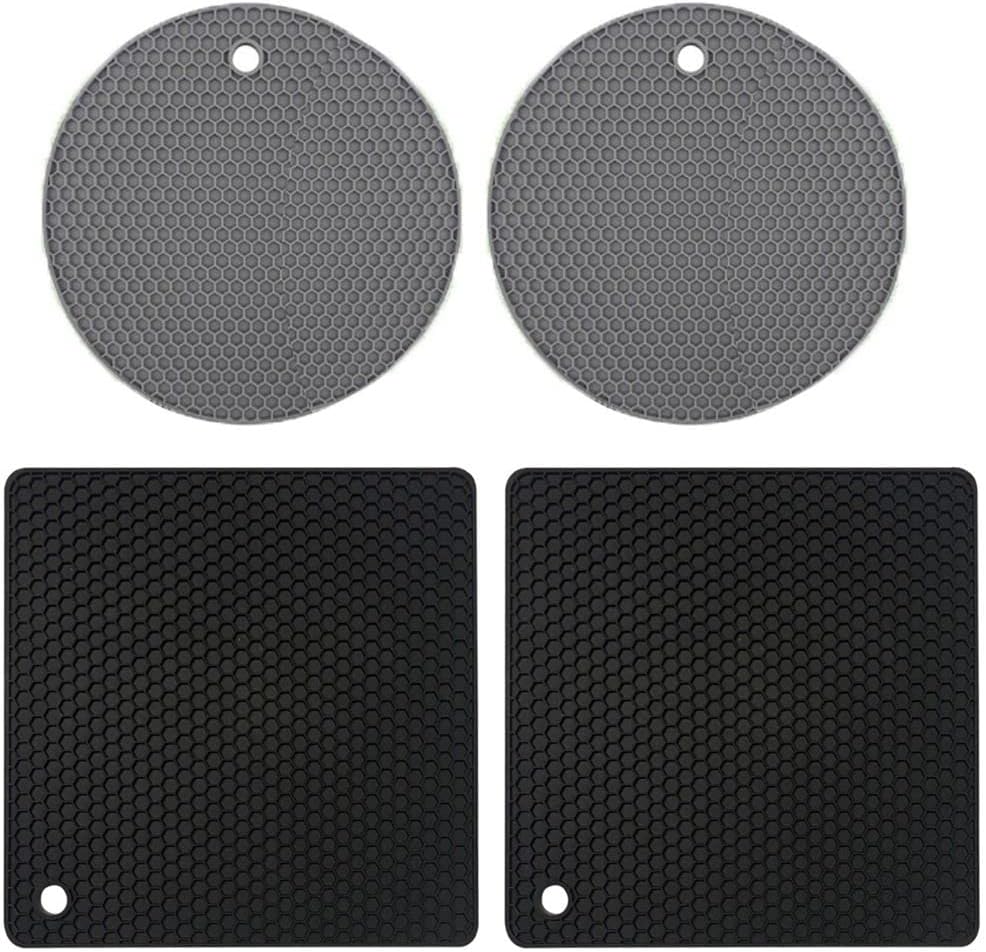 Juego de 4 alfombrillas de silicona para salvamanteles, almohadillas para ollas, manteles suaves para encimera de cocina, mesas, platos calientes,