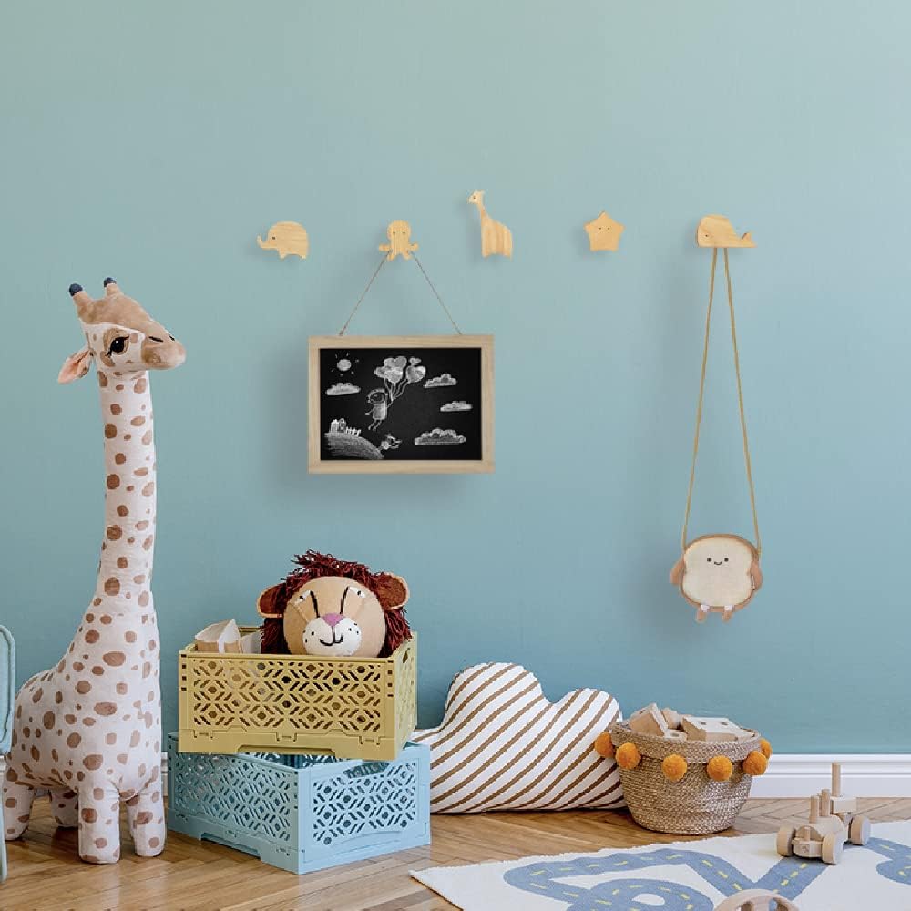 Bonitos ganchos de pared de madera de animales  5 x animales terrestres  Ganchos decorativos para colgar abrigos, sombreros, bolsos, mochilas,